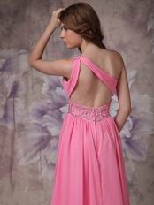 One Shoulder Skirt 2014 Top Designer Hot Pink Prom Dress