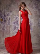 V-neck Dark Red Chiffon Zipper Otherside Best Prom Dress UK