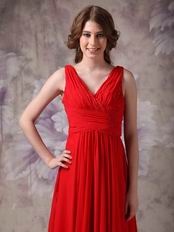 V-neck Dark Red Chiffon Zipper Otherside Best Prom Dress UK