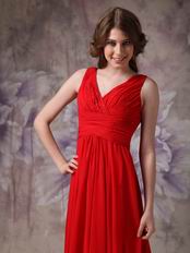 V-neck Dark Red Chiffon Zipper Otherside Best Prom Dress UK