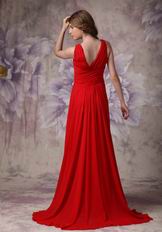 V-neck Dark Red Chiffon Zipper Otherside Best Prom Dress UK