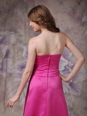 Strapless Floor Length Fuchsia Prom Dress With Champagne Belt