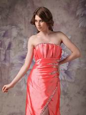 Strapless High Low Skirt Design Coral Pink Prom Dress For Sale