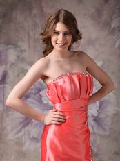 Strapless High Low Skirt Design Coral Pink Prom Dress For Sale