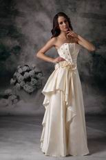 Light Champagne Prom Dress With Side Handcrafted Flowers