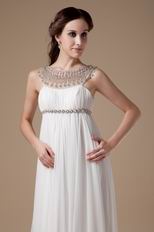 Scoop Ivory Chiffon Maternity Prom Dress With Pearl Decorate