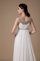 Scoop Ivory Chiffon Maternity Prom Dress With Pearl Decorate