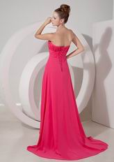 Ruched Sweetheart Hot Pink Chiffon 2014 Top Designer Prom Dress