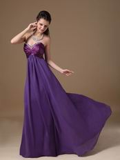 Trimed Sweetheart Floor-length Purple Chiffon Prom Party Dress
