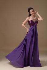 Trimed Sweetheart Floor-length Purple Chiffon Prom Party Dress