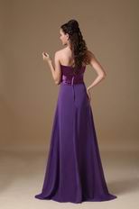 Trimed Sweetheart Floor-length Purple Chiffon Prom Party Dress