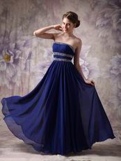 Midnight Blue Chiffon Top 2014 Spring Long A-line Prom Dress