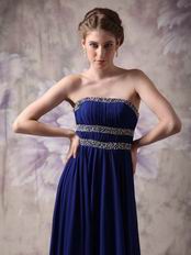 Midnight Blue Chiffon Top 2014 Spring Long A-line Prom Dress