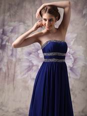 Midnight Blue Chiffon Top 2014 Spring Long A-line Prom Dress