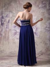 Midnight Blue Chiffon Top 2014 Spring Long A-line Prom Dress