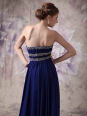 Midnight Blue Chiffon Top 2014 Spring Long A-line Prom Dress