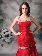 Wine Red Taffeta Made Prom Dress 2012 Discount With Straps