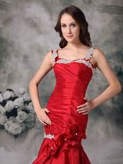 Wine Red Taffeta Made Prom Dress 2012 Discount With Straps