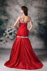 Wine Red Taffeta Made Prom Dress 2012 Discount With Straps