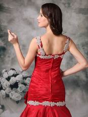 Wine Red Taffeta Made Prom Dress 2012 Discount With Straps