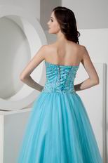 Sweetheart A-line Crystals Bodice Aqua Prom Dress With Shawl