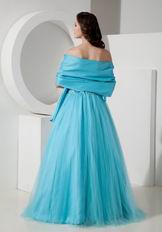 Sweetheart A-line Crystals Bodice Aqua Prom Dress With Shawl