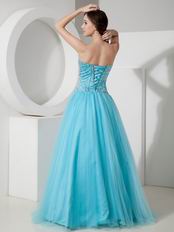 Sweetheart A-line Crystals Bodice Aqua Prom Dress With Shawl