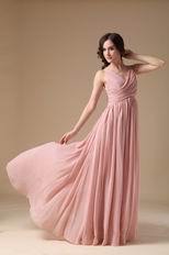 Ruched V-neck Pearl Pink 2014 Long A Female In Prom Dress