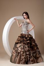 Unique Sweetheart Leopard Printed Pick-ups Brown Prom Gown