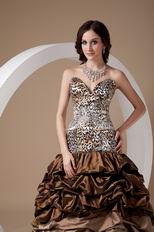 Unique Sweetheart Leopard Printed Pick-ups Brown Prom Gown