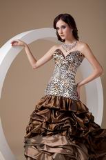 Unique Sweetheart Leopard Printed Pick-ups Brown Prom Gown