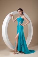 Sweetheart Teal Blue Prom Dress With High Leg Side Split