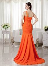 Orange Mermaid One Shoulder Chiffon Prom Dance Dress