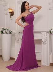 One Shoulder Violet Red Chiffon Wholesale Prom Dress China