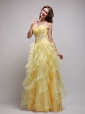 Daffodil Sweetheart Appliqued Ruffles Evening Dress For Women