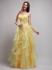 Daffodil Sweetheart Appliqued Ruffles Evening Dress For Women