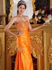 Pretty Sheath Orange Taffeta 2014 Prom Party Dress