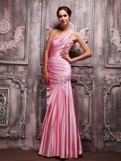 Fuchsia Taffeta Evening Dresses UK With One Shoulder