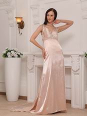 Empire Waist Backless Sexy Pink Celebrity Pageant Dress For Lady