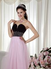 Pink and Black Contrast Celebrity Prom Dresses For Cheap