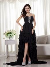 Black Chiffon High-low Skirt 2014 Spring Party Prom Dress