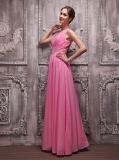 Designer One Shoulder A Skirt Hot Pink Evening Dress Customized