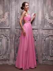 Designer One Shoulder A Skirt Hot Pink Evening Dress Customized