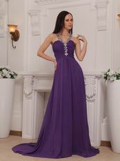 Purple Cross Back V-neck 2014 Top Designer Prom Dress Online