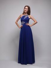 Cerulean Blue Empire One Shoulder Chiffon Prom Evening Dress