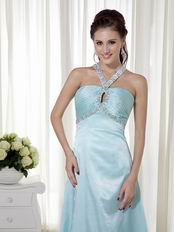 Light Blue Criss Cros Back Halter Prom Dress 2014 Styles