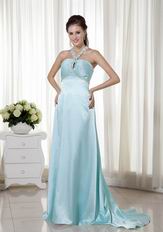 Light Blue Criss Cros Back Halter Prom Dress 2014 Styles