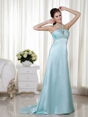 Light Blue Criss Cros Back Halter Prom Dress 2014 Styles
