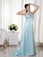 Light Blue Criss Cros Back Halter Prom Dress 2014 Styles
