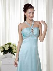 Light Blue Criss Cros Back Halter Prom Dress 2014 Styles